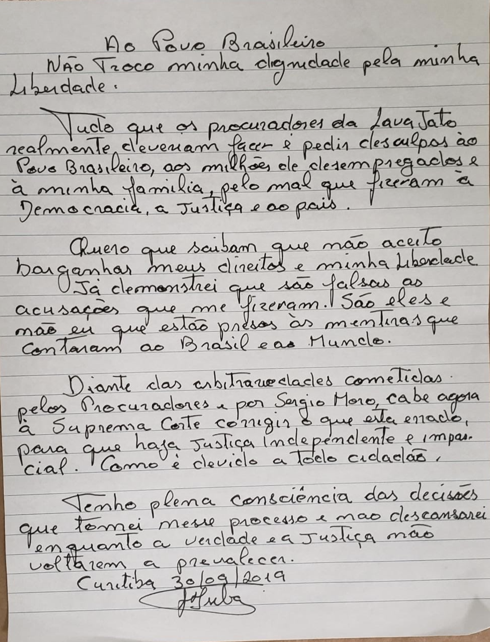 Juíza pede a advogados de Lula que se manifestem, ex-presidente rejeita "qualquer condição